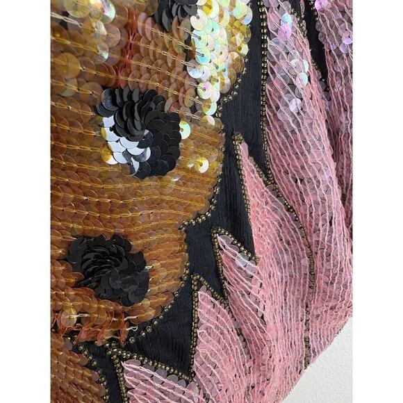 Swee Lo Top Woman’s L Pink‎ Butterfly Coachella Silk Festival Boho Retro Vintage - Picture 16 of 16